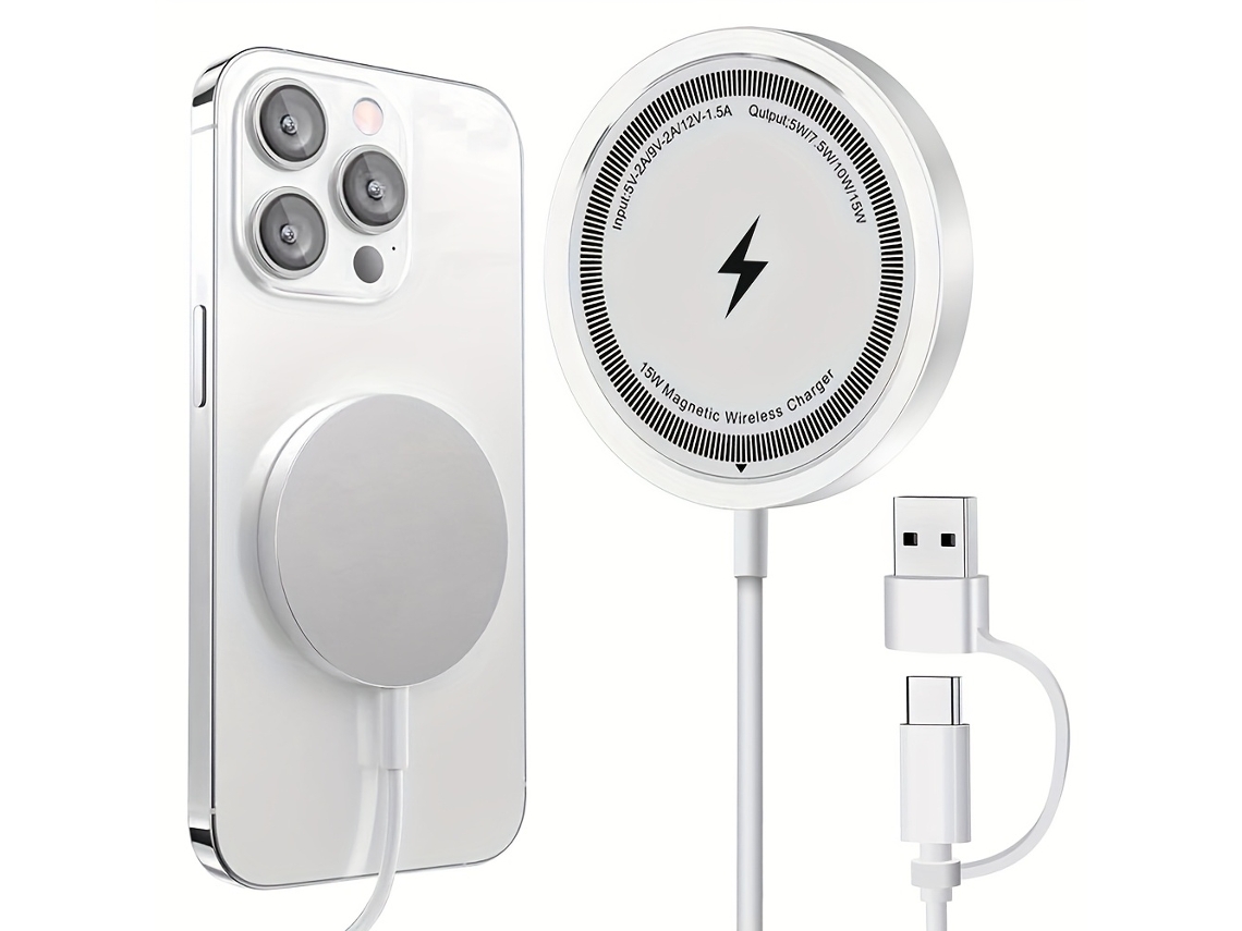 Carregador Magnético de 15 W para iPhone com tampa traseira indutiva STELASPLEN