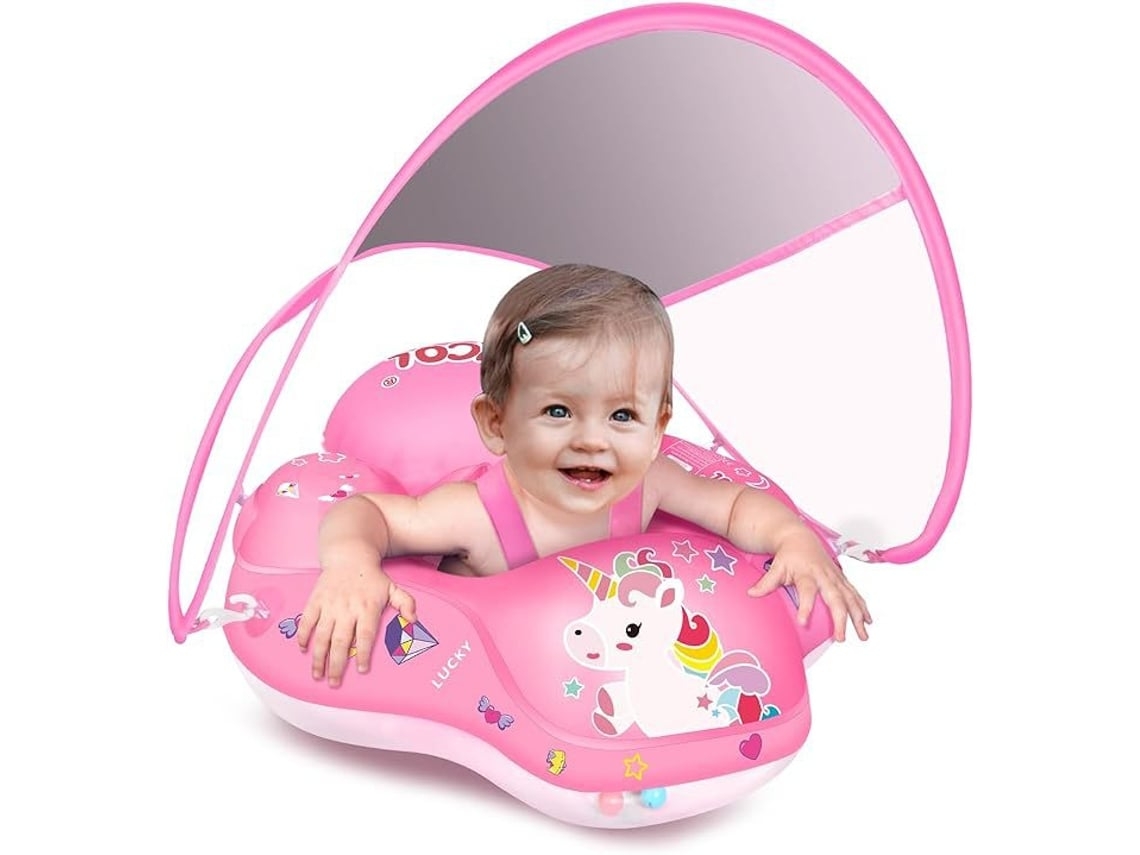 Boia Infantil Para Piscina, Com Proteção Solar, Tamanho P (serve Para Bebês De 5 A 8 Kg) - Rosa Halinuia