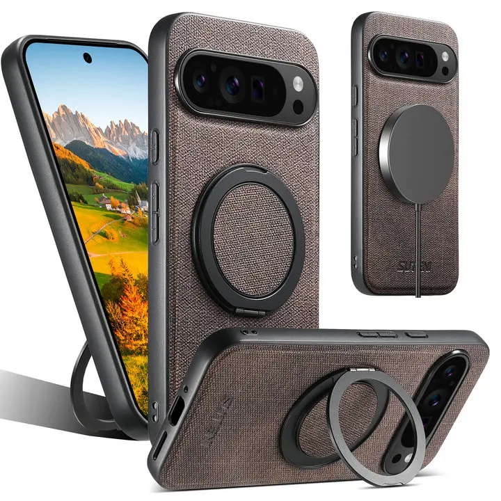 (marrom, Google Pixel 9a) Capa Protetora De Couro Com Suporte Giratório De 360°, Resistente A Impressões Digitais, Oferece Proteção Completa.