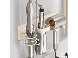 Organizador De Parede Para Ferramentas Cabelo — Suporte Metal 3 Em 1 Banheiro, Ideal Secadores Cabelo, Modeladores Cachos E Chapinhas (branc