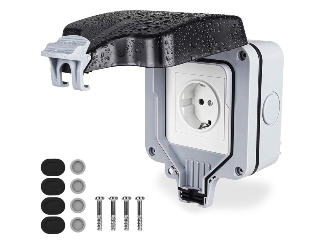 Tomadas externas resistentes BRILVIBERA, IP66, com tampas e interruptores