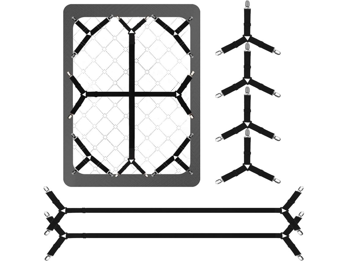 Jogo De Lençóis De 6 Peças Com Elástico Para Garantir Um Ajuste Perfeito Em Uma Cama De Casal E Melhorar A Qualidade Do Sono Aquaforge (preto)