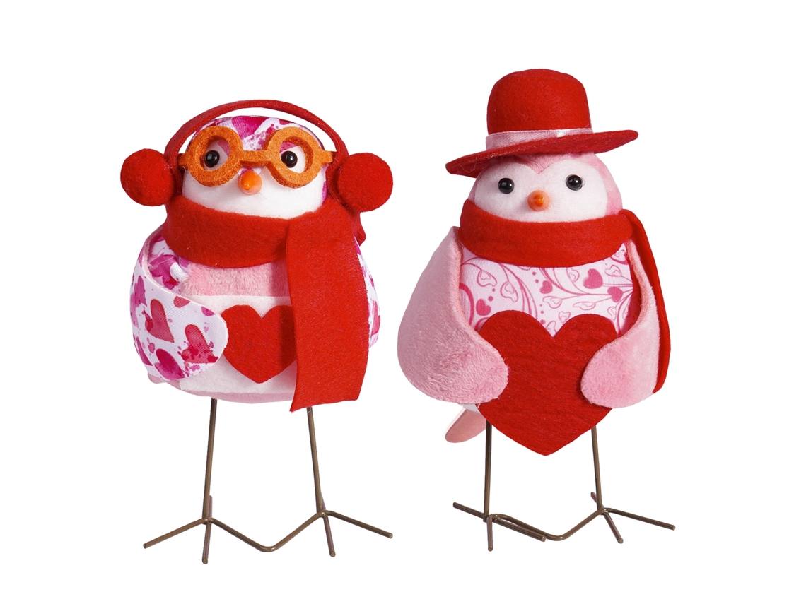 Conjunto de 2 Decorações de Dia Dos Namorados com Pássaros e Corações LAXISCREED