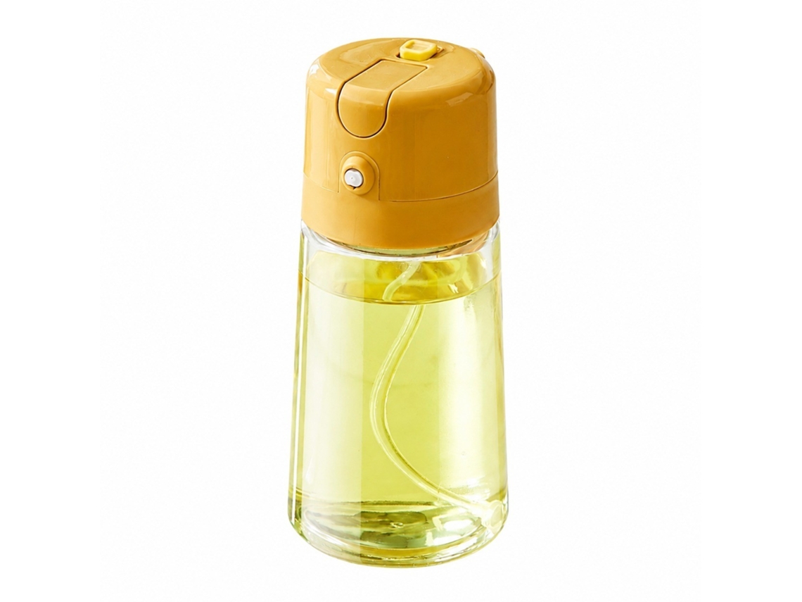 Frasco Spray De Óleo 500 Ml, Amarelo, Dispensador E Derramamento Dupla Função, Vidro, Sem Gotejamento