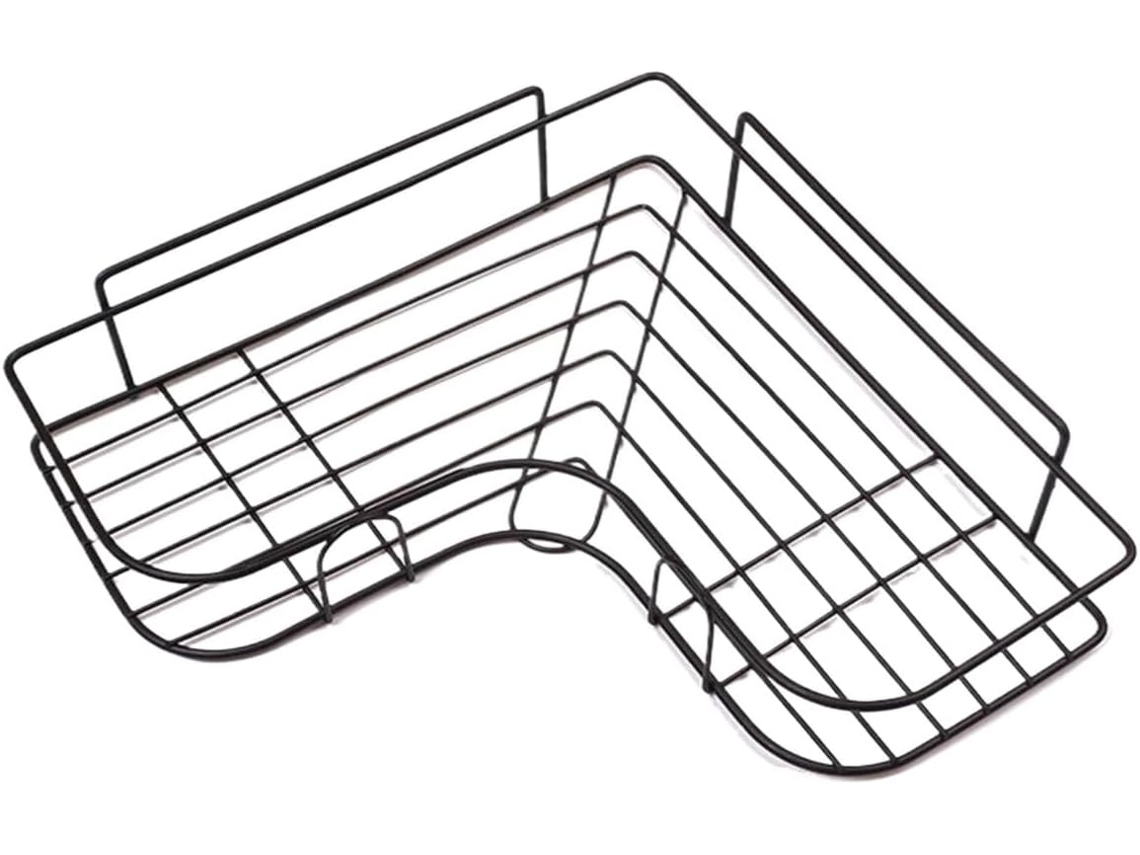 Suporte Triangular De Ferro Para Armazenamento Na Cozinha E Banheiro, Modelo Love Corner Preto, 1 Unidade