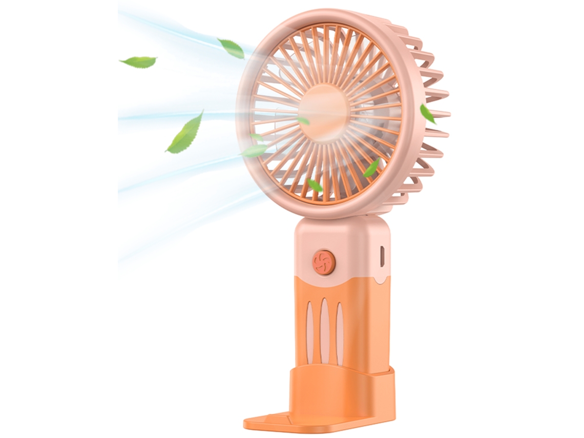 Ventilador Leve 2 em 1 de Mão e Mesa, 3 Velocidades, Base Incluída, Usb Recarregável, Ideal para Viagem, Interior Exterior, Fácil Uso STELASPLEN