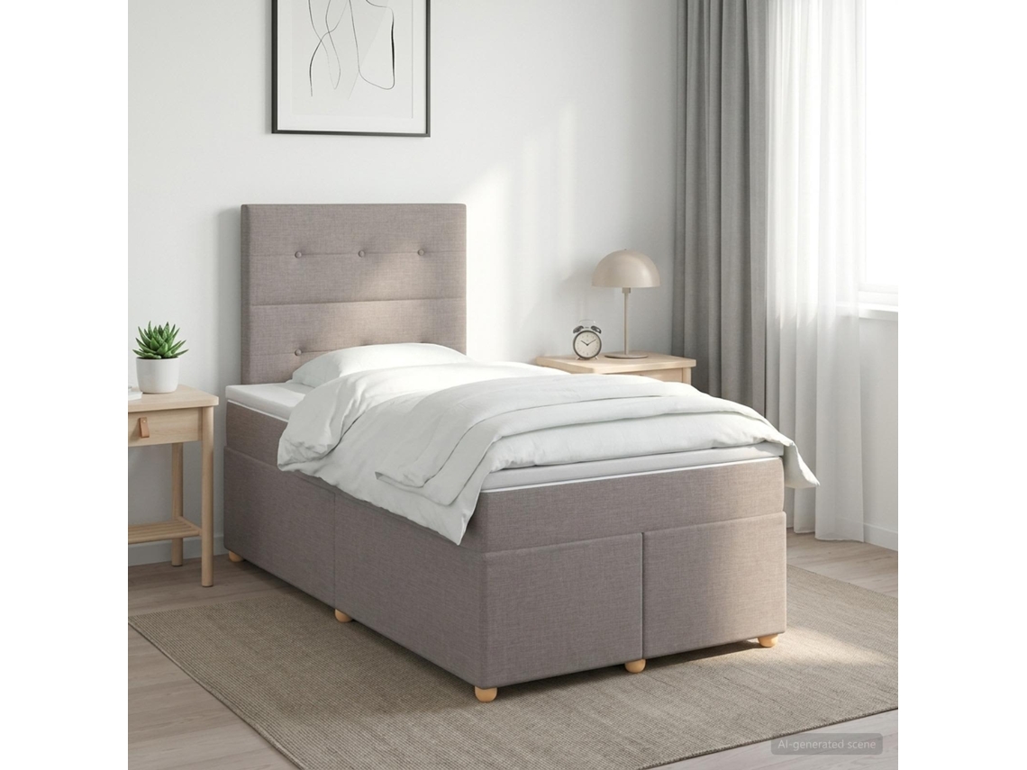 Vidaxl Cama Box Spring Com Colchão Cinzento-acastanhado 120 X 200 Cm