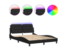 Estrutura de Cama com Led Sem Colchão Zadar 140x200 cm Preto MAISON EXCLUSIVE