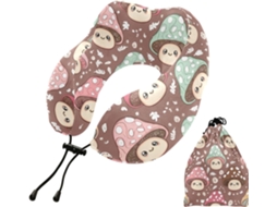 Travesseiro de Viagem Kutsu Cute Mushroom Pescoço Portátil Suporte Viagens Carro