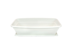Floreira Plástica Eva Com Placa Adam 26 Litros 60 Cm Plft Cor Branca, Floreira, Vaso Plástico Retangular Para Plantas E Flores Com Furos De Acan