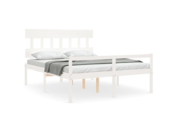 Cama para Idosos com Cabeceira em Madeira Maciça Branco 160x200 cm MAISON EXCLUSIVE