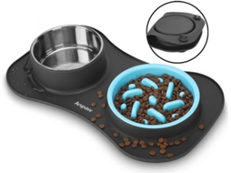 Conjunto de Comedouro e Bebedouro para Animais de Estimação em Aço Inoxidável, uma para Cães e Outra para Gatos AQUAFORGE