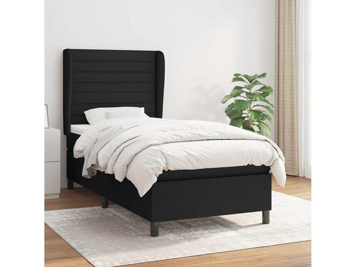 Vidaxl Cama Com Molas/colchão 90x190 Cm Tecido Preto