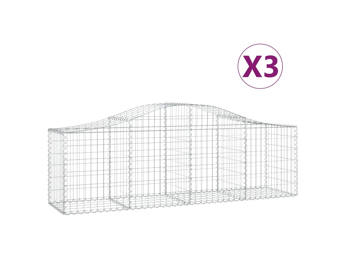 Gabion Basket, Gabion Baskets Vidaxl Prateado Ferro (200 X 50 X 60/80 Cm)