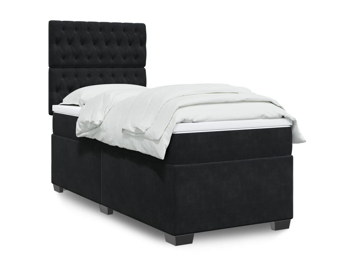 Vidaxl Cama Com Molas/colchão 80x200 Cm Veludo Preto