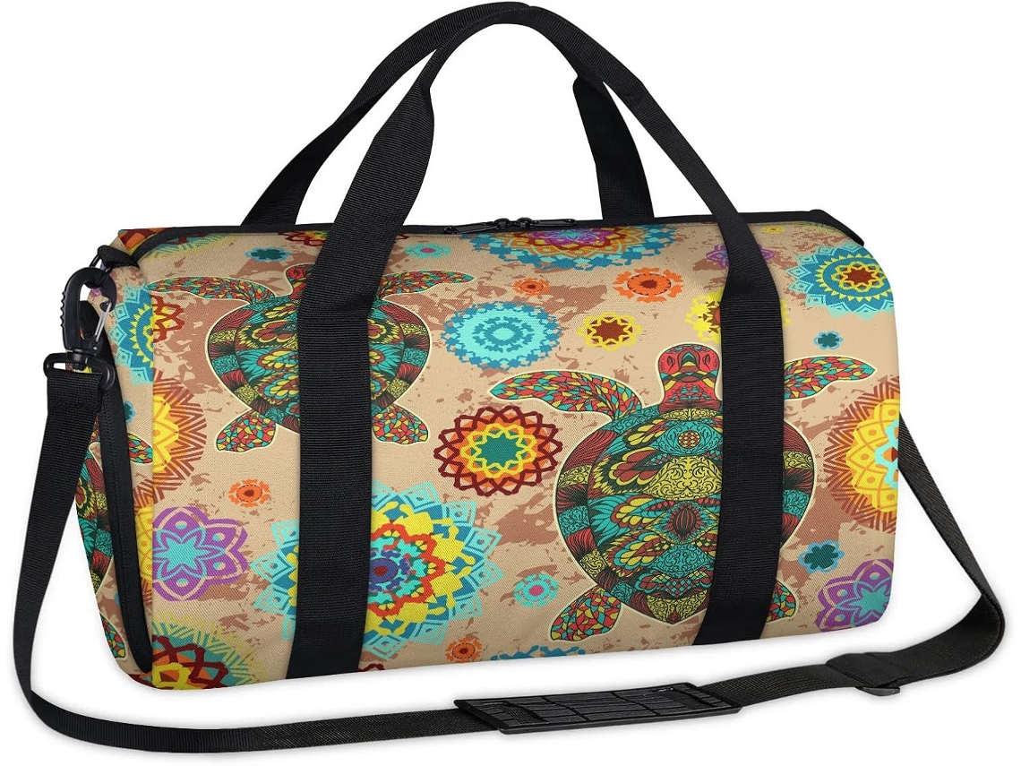 Bolsa esportiva étnica TROPICALLIFE com mandala Tartaruga (45x21x23cm)