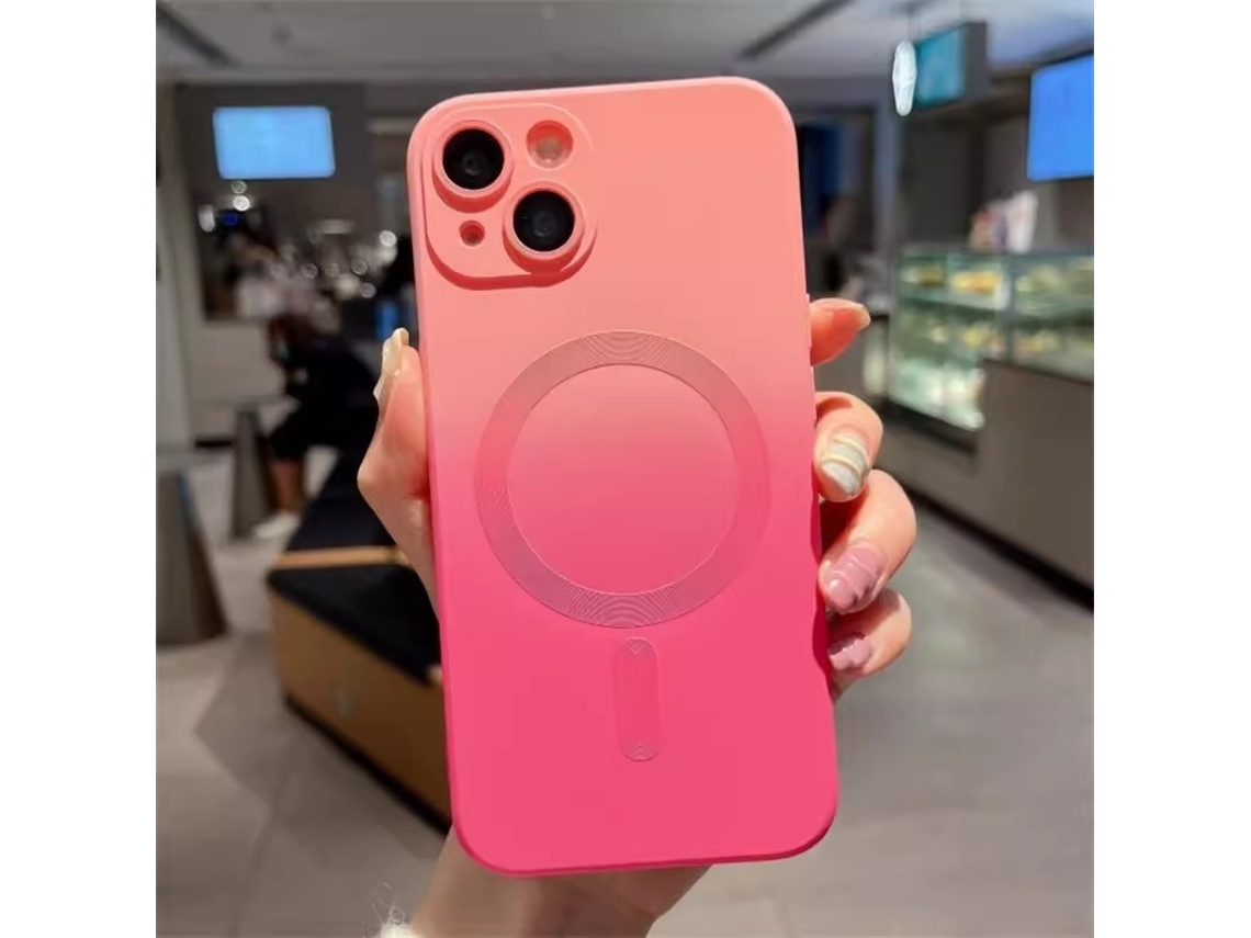 Capa Para Iphone 17 Pro Max Rosa Degradê, Magnética, Em Silicone Fosco, Com Cobertura Total E Resistente A Quedas.