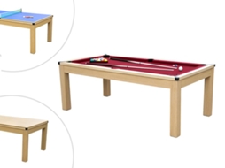 Mesa MultiJogo VENTE-UNIQUE.PT Balthazar (Vermelho - Derados de Madeira - 213.4x111.8x81.5 cm)