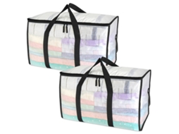 Conjunto De 2 Sacos De Armazenamento De 100l, Caixa Organizadora Com Tampa, Caixas Grandes Para Guardar Roupas Com Janela Transparente