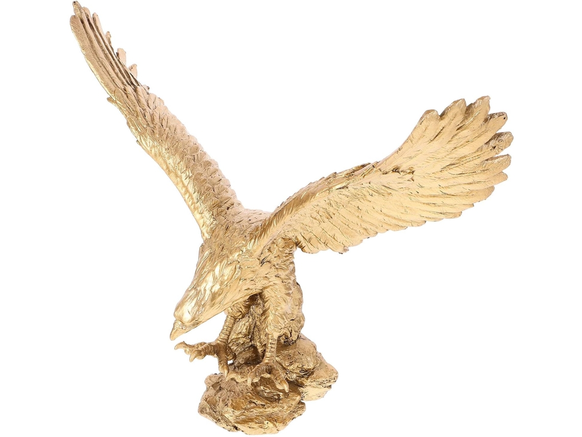 Estatueta Águia Resina Dourada Decoração Artesanal Escritório Outras Ocasiões Escultura Decorativa Elegante GOKOCO