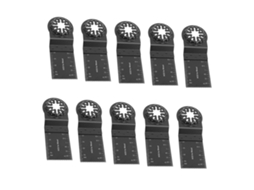 Conjunto de 10 lâminas de serra oscilante com encaixe Starlock, profundidade de corte de 34 mm e 40 mm, para uso em diversas ferramentas.