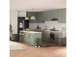Vidaxl Portão P/ Cães Com Porta Dobrável 12 Painéis 960 Cm Álamo Preto
