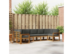 Vidaxl Conjunto De Sofás Para Exterior 7 Unid. Natural E Antracite