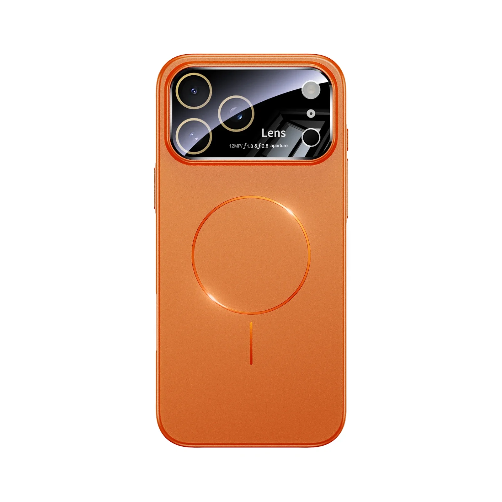 (laranja, Iphone 15 Pro Max) Capa Protetora Para Lente, Feita De Material De Pc Tátil, Com Carregamento Sem Fio Magnético.