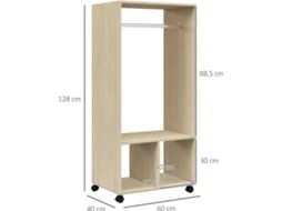 Roupeiro Melamina de Madeira e Liga de Alumínio Cor Cor de Carvalho 60x40x128cm Homcom