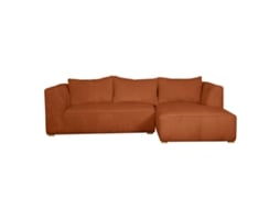 Sofá chaise longue direito design de veludo cotelê terracota 3-4 lugares Panam MILIBOO