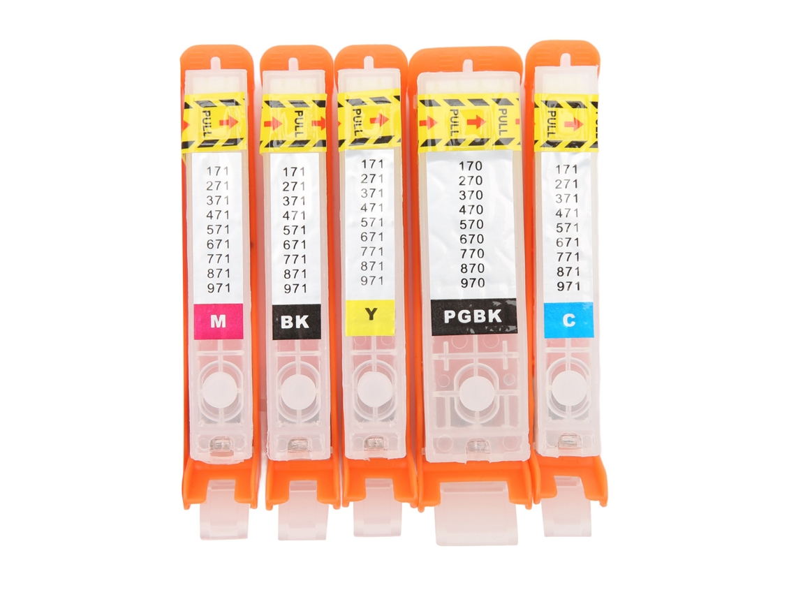 5pcs Cartucho de Tinta Reutilizável Pgbk Bk C M Y 370 371 para Impressora com Material Pp