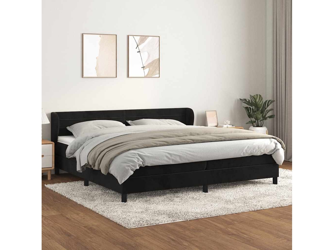 Vidaxl Cama Com Molas/colchão 200x200 Cm Veludo Preto