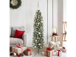 Vidaxl Árvore Slim De Natal Artificial Verde E Branco 150 Cm