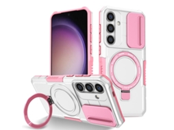 Capa Zruxe Compativel Com Samsung Galaxy S24 5g (sliding Camshield - Magsafe - Tpu Hibrida - Pc - Rosa - Branco)