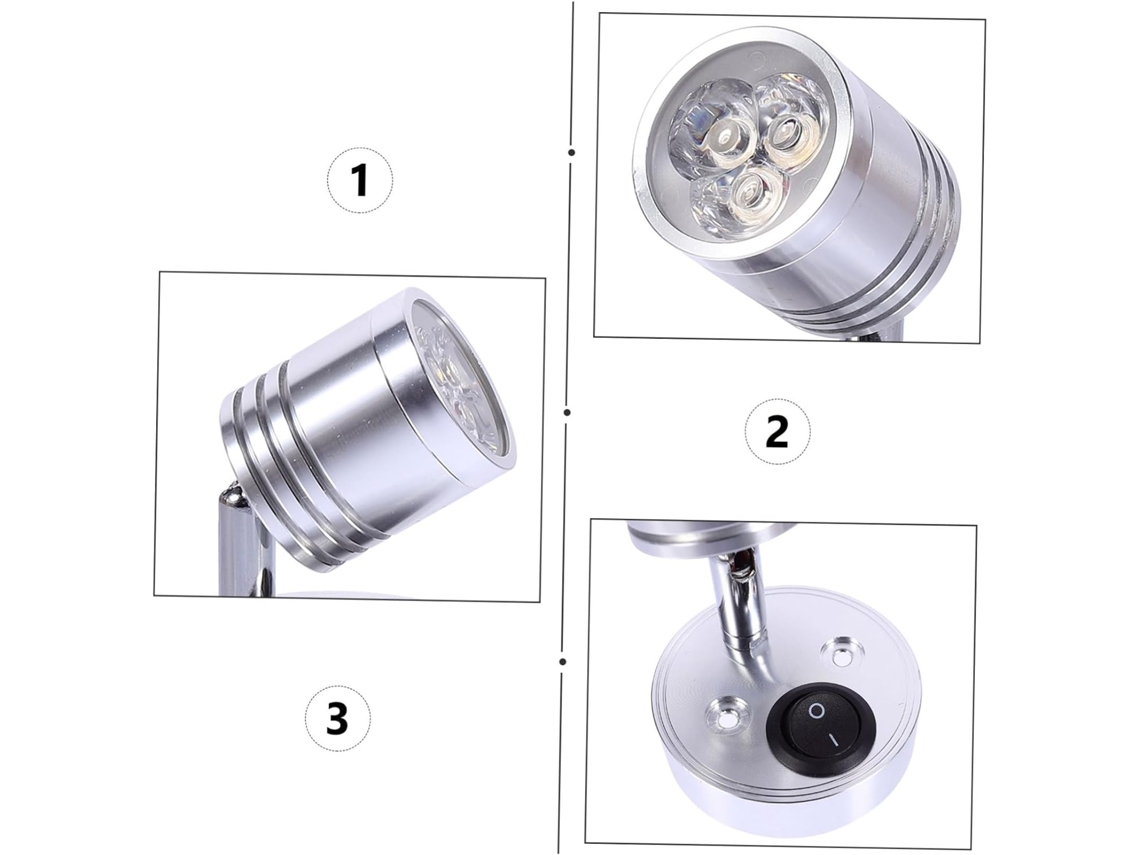Lâmpada Led De Alumínio Prateado De 3w 12v Para Iates E Autocaravanas, Luminária De Parede Flexível