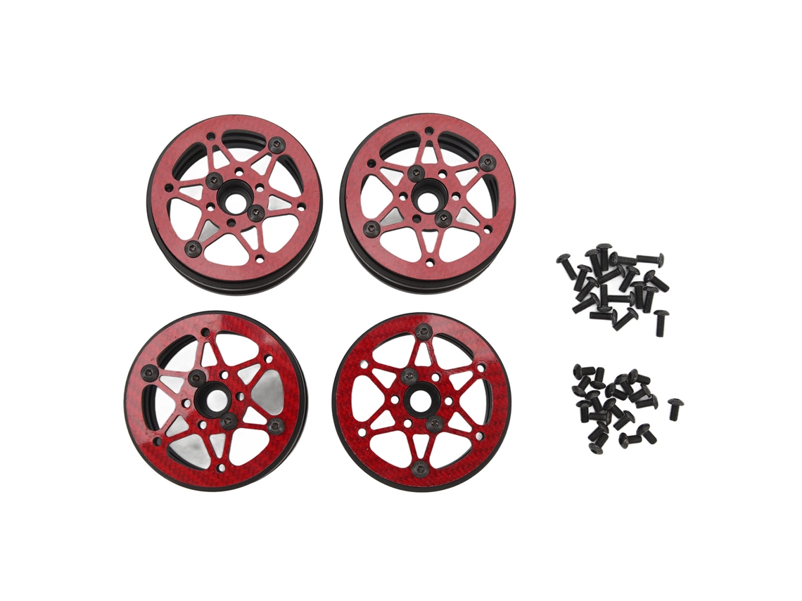 Mali aro de Roda Rc 1.9 Polegada 4 Peças Aro de Roda Rc Alta Resistência para Carro Rc 1/10 Vermelho