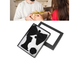 5pcs Set De Corbatas Clásico Elegante Para Hombre Con Paño De Bolsillo, Gemelos Y Corsage Regalo De Cumpleaños Negro