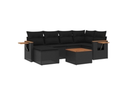 Conjunto de 7 Sofás para Jardim com Almofadões Vime Pe Preto MAISON EXCLUSIVE (7 pcs)