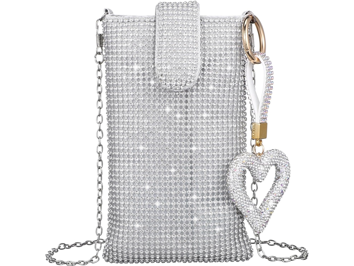 Bolsa De Ombro Prateada Para Celular, Bolsa De Noite Brilhante Para Mulheres, Para