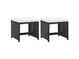 Bancos De Jardim 2 Pcs Com Almofadões Em Vime Pe Preto Dkd Home Decor