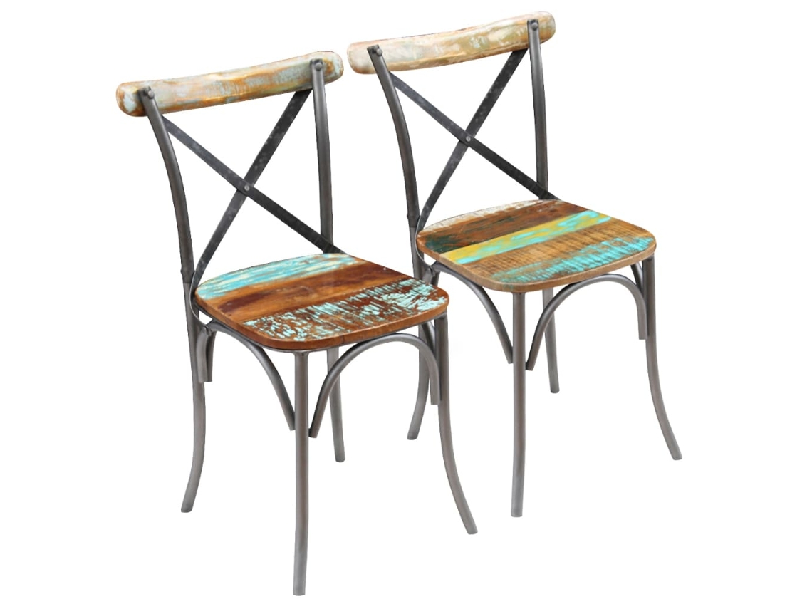 Vidaxl Cadeiras De Jantar 2 Pcs Madeira Recuperada Maciça