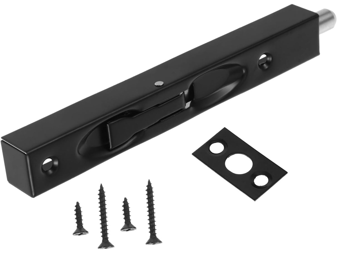 Fechadura De Segurança Toddmomy Em Aço Inoxidável, Preta, 15cm 6 Polegadas, Portas De Correr E Francesas