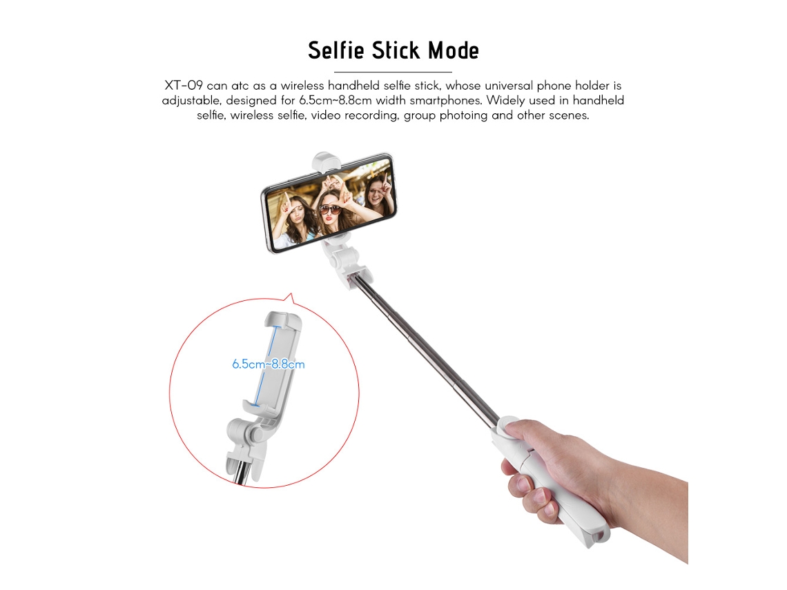 2026 palo Selfie Extensible 5 Secciones Con Soporte Universal, Trípode de Mesa Y Control Remoto Inalámbrico 10m para Iphone Samsung Huawei Xiaomi
