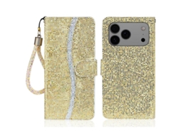 Capa De Couro Para Iphone 17 Pro Com Pó De Glitter