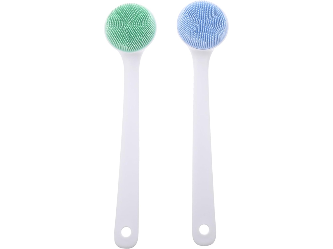 Conjunto De 2 Escovas Banho Homoyoyo Com Cabo Longo, Escovas De Silicone Para Esfoliação E Limpeza Corporal Durante O