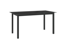 Vidaxl Mesa De Jardim Em Alumínio E Vidro 150x90x74 Cm Preto