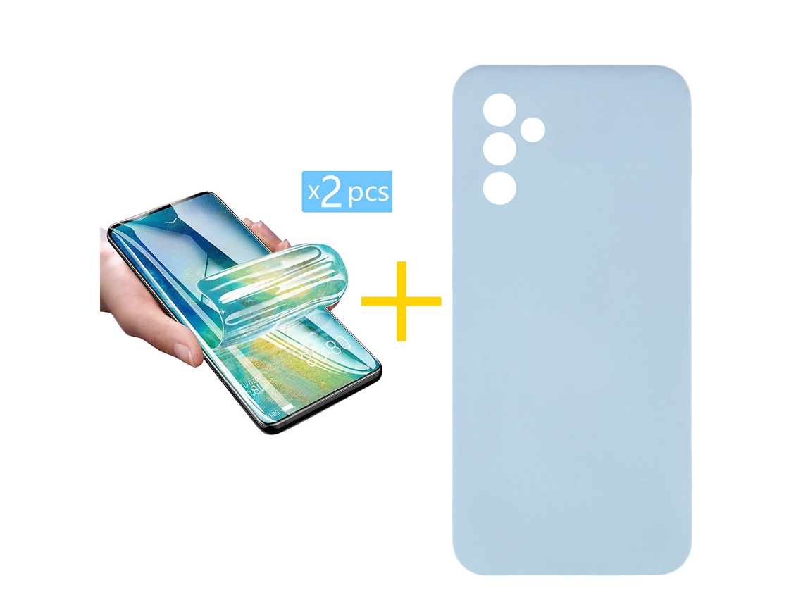 Pack 2 x Película de Hidrogel + Capa SKYHE Samsung Galaxy A26 5G Silicone Líquido Azul Claro
