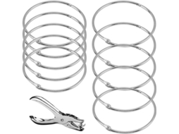 Conjunto De 10 Argolas De Metal 9cm 3, 54 Polegadas Com Furador Artesanato, Chaveiros E Projetos Diy Grande Capacidade