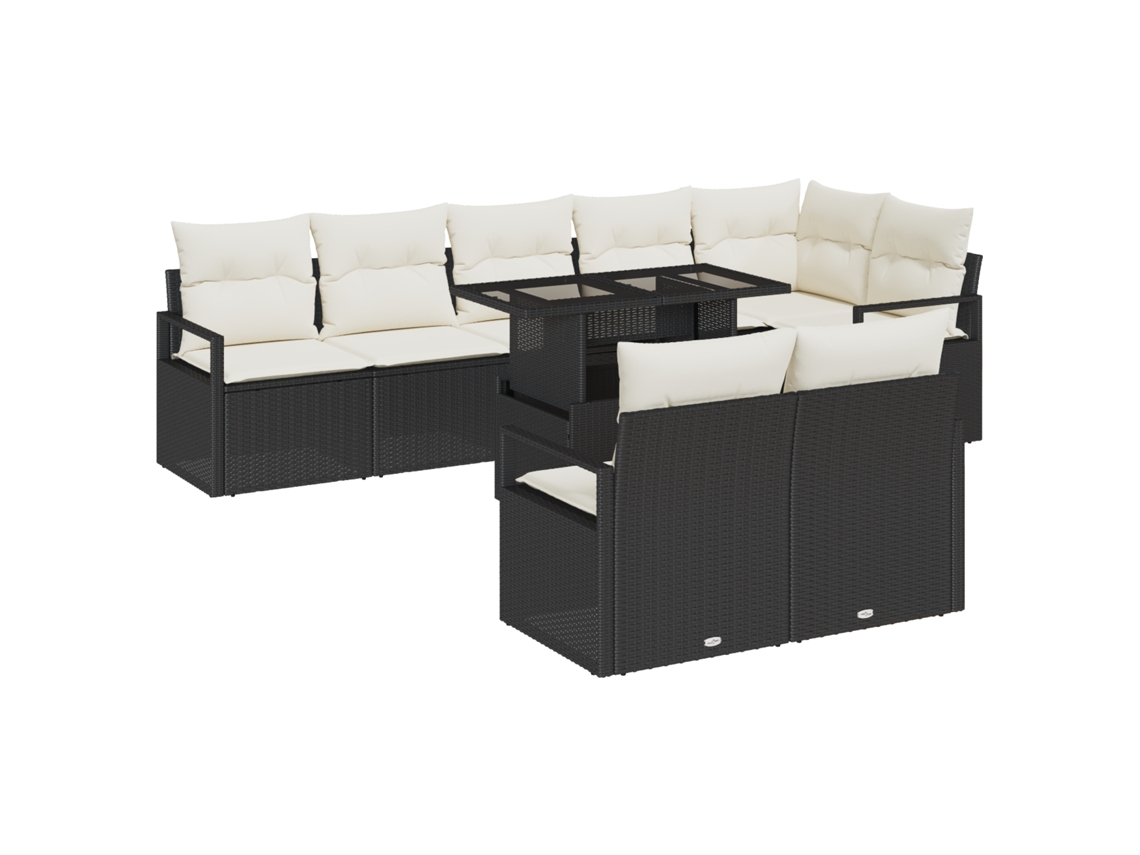 Conjunto 9 Conjunto De Sofá De Jardim Vidaxl Preto Vime Pe (100 X 55 X 73 Cm)