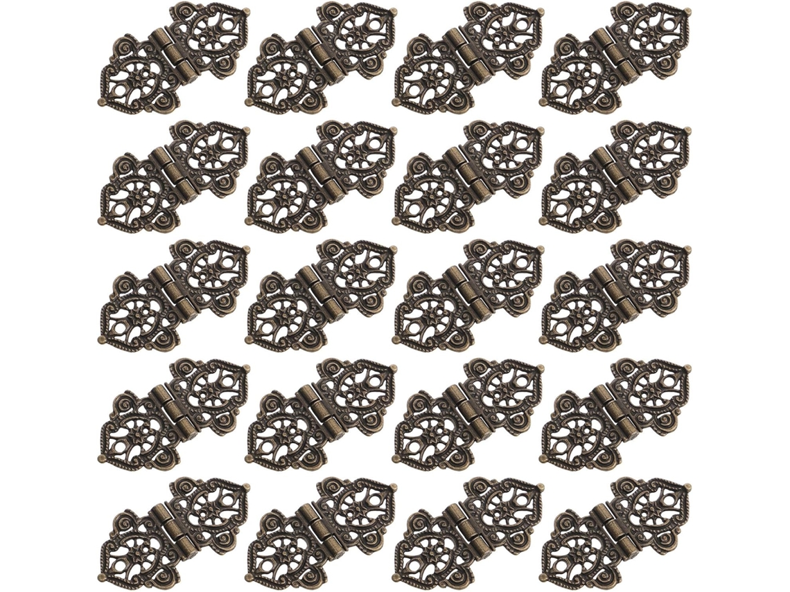 20-mini Dobradiças Em Bronze Antigo Com Relevo Liga De Zinco Para Caixas Joias E Armários Madeira